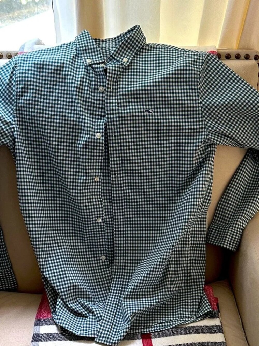 Vineyard Vines Boys Green Gingham Shirt